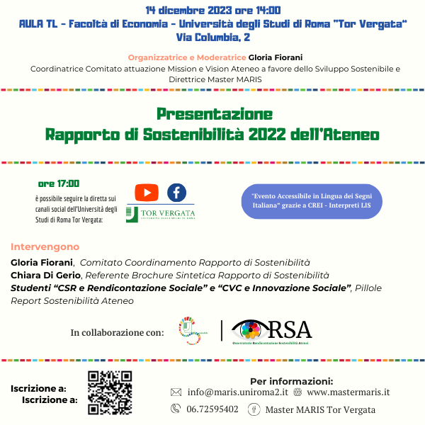 Presentazione Rapporto di Sostenibilità di Ateneo 2022